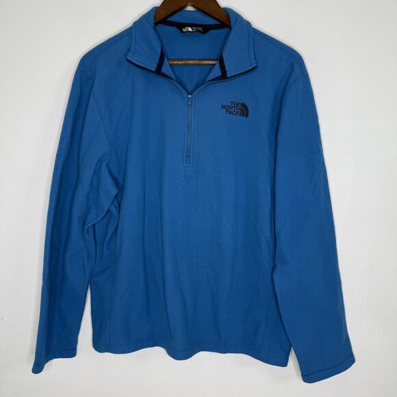 North Face Sweater Mens Medium Blue Fleece Quarter Zip Pullover Outdoors - Picture 1 of 7